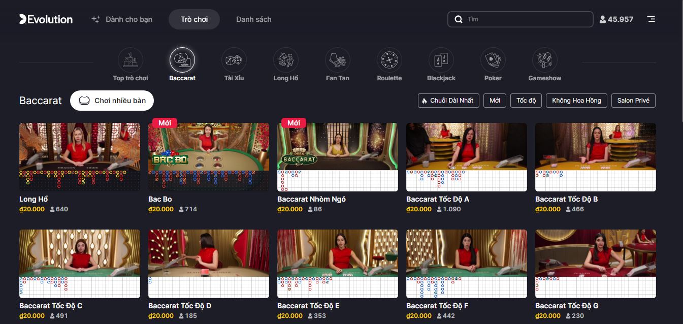 Sảnh Baccarat uy tín tại nhà cái P3BET