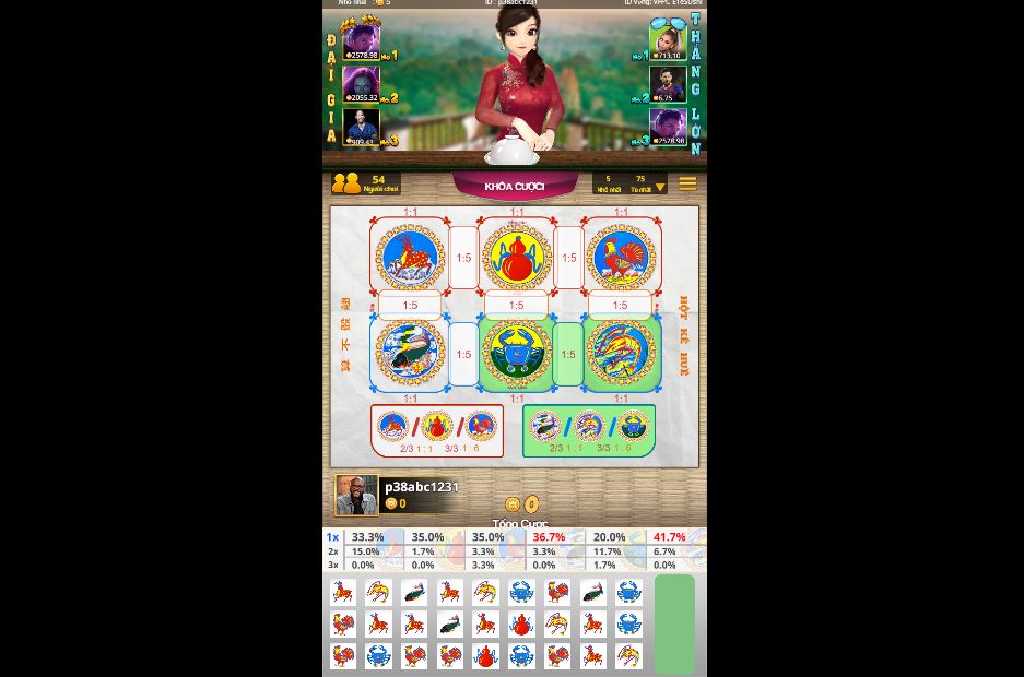 Sảnh chơi bầu cua có giao diện cực kỳ sống động