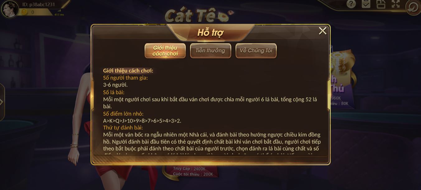 Luật chơi bài catte tại nhà cái P3BET