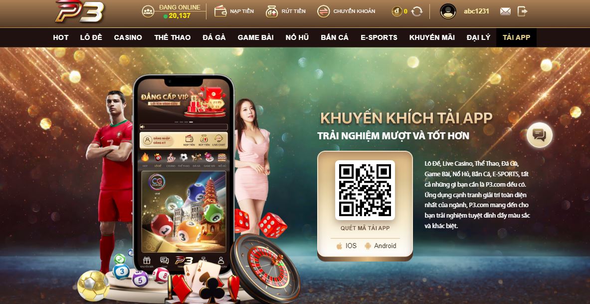 Tải ngay app của nhà cái P3 để trải nghiệm các sản phẩm đặc sắc