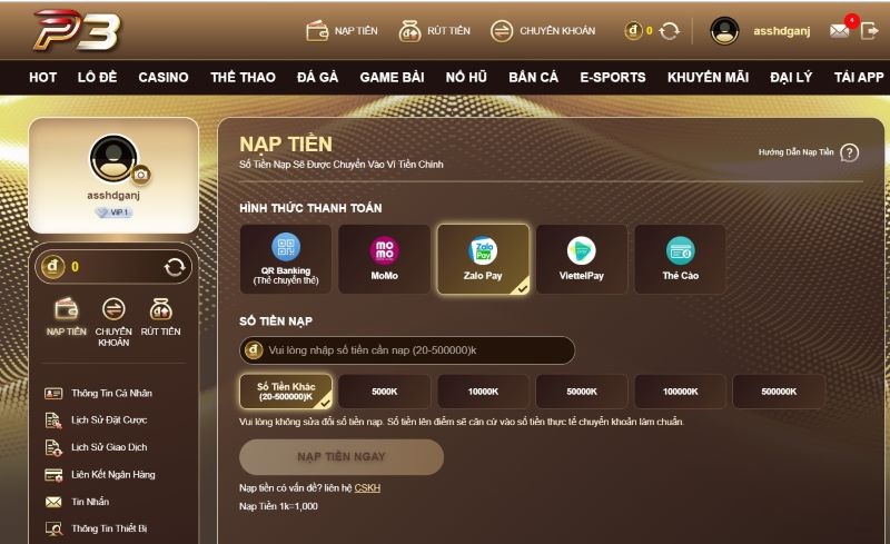 Các hình thức nạp tiền phổ biến tại casino trực tuyến P3